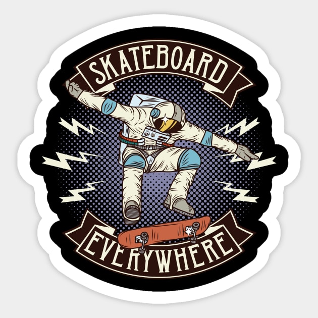 Skateboard Everywhere Sticker by CyberpunkTees